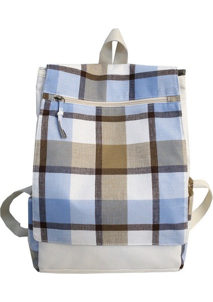 Ekose Sırt Çantası Seyahat Basit Üniversite Rüzgar Sırt Çantası Üniversite Öğrencileri Büyük Kapasiteli Yeni Moda Sırt Çantası Mavi (Yurt Dışından)