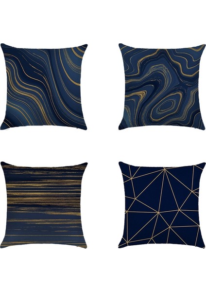 4 Adet Mermer Desen Minder Örtüsü Yastık Kılıfı Ev Dekoratif Kanepe Kare Yastık Kılıfı Yatak Odası Araba Dekor 45X45CM (Yurt Dışından)