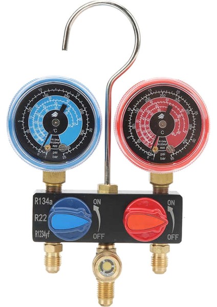 HS-M01 Soğutucu Teşhis Manifoldu Ölçer G1/4 Durum Manometre Basınç Göstergesi Soğutma Araçları R22/R1234YF (Yurt Dışından)