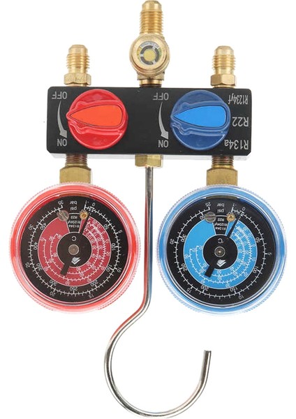 HS-M01 Soğutucu Teşhis Manifoldu Ölçer G1/4 Durum Manometre Basınç Göstergesi Soğutma Araçları R22/R1234YF (Yurt Dışından)