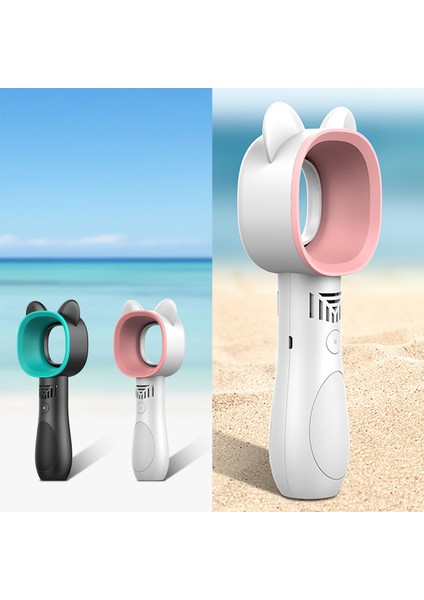 Taşınabilir Sevimli Kedi Açık USB Şarj Edilebilir Fan Bladeless El Mini Soğutucu Yapraksız Kullanışlı Soğutma Fanı (Pembe) (Yurt Dışından)