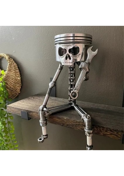 Reçine Oyma Iskelet Heykel Süs Cosplay Cadılar Bayramı Piston Kafatası Yüz Heykel Heykelcik Sanat Masaüstü C (Yurt Dışından)