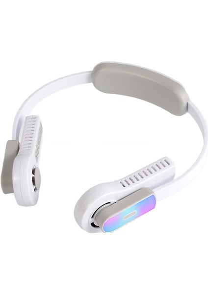 Bladeless Giyilebilir Boyun Fanı, 360 Derece Soğutma Eller Serbest Spor USB Mini Kişisel Fan, Renkli Işıklar - Beyaz (Yurt Dışından) fiyatları