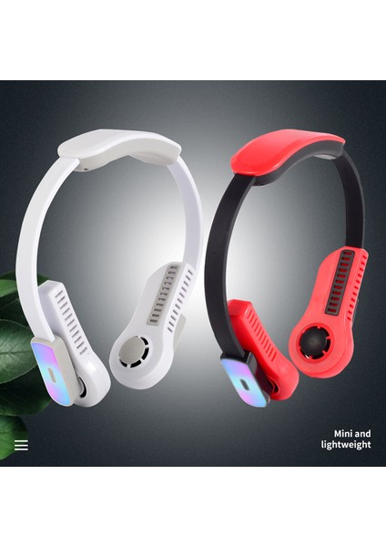 Bladeless Giyilebilir Boyun Fanı, 360 Derece Soğutma Eller Serbest Spor USB Mini Kişisel Fan, Renkli Işıklar - Beyaz (Yurt Dışından) modelleri