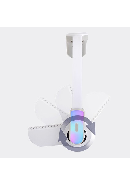 Bladeless Giyilebilir Boyun Fanı, 360 Derece Soğutma Eller Serbest Spor USB Mini Kişisel Fan, Renkli Işıklar - Beyaz (Yurt Dışından) fırsatları