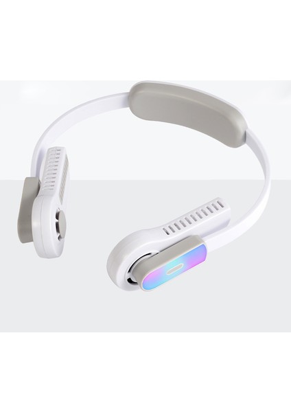 Bladeless Giyilebilir Boyun Fanı, 360 Derece Soğutma Eller Serbest Spor USB Mini Kişisel Fan, Renkli Işıklar - Beyaz (Yurt Dışından) indirimleri