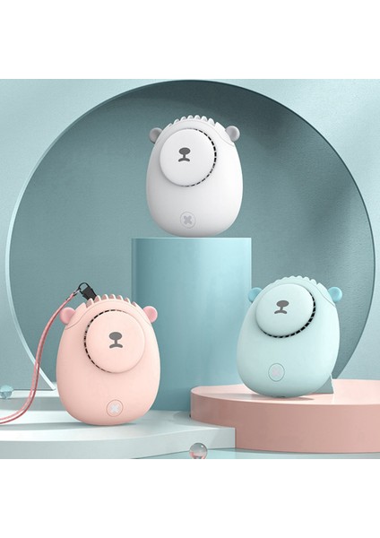 Ayı Boyun Fanı Dış Mekan El Kullanışlı Taşınabilir USB Tembel Mini Seyahat Ev Ofis Için Mavi (Yurt Dışından)