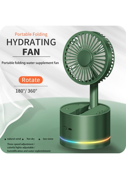 Katlanabilir Masa Fanı USB Şarj Edilebilir Nemlendirici 360 Derece Sallayarak Kafa Mini Hava Soğutucu-Beyaz (Yurt Dışından)