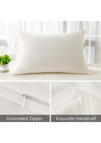 2x Her Iki Tarafı Doğal Saf Dut Ipek Saç ve Cilt Yastık Kılıfı, 600 Iplik Sayısı 50X75CM-FILDIŞI Beyazı (Yurt Dışından) fiyatları