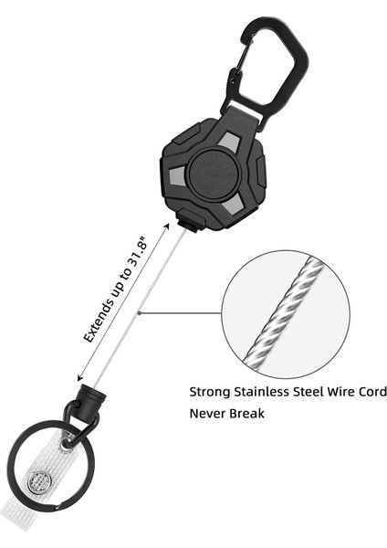 4 Paket Geri Çekilebilir Anahtarlık Ağır Hizmet, Geri Çekilebilir Rozet Makaraları, Karabinalı Rozet Tutucu, 31.8 Inç Kaplamalı Çelik Kordon (Yurt Dışından)