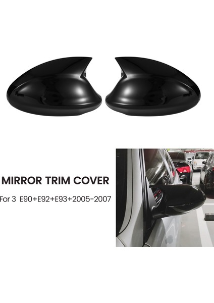 Araba Parlak Siyah Öküz Boynuz Dikiz Yan Cam Ayna Kapağı Trim Çerçeve Yan Ayna Kapakları ile Uyumlu 3 Serisi E90 E92 E93 05-07 (Yurt Dışından) fiyatları