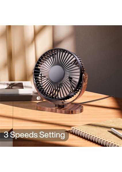 6.5 Inç USB Masa Fanı 3 Hız Sessiz Taşınabilir Masaüstü Masa 360° Ayar Ev Ofis Için Kişisel Mini Siyah (Yurt Dışından)