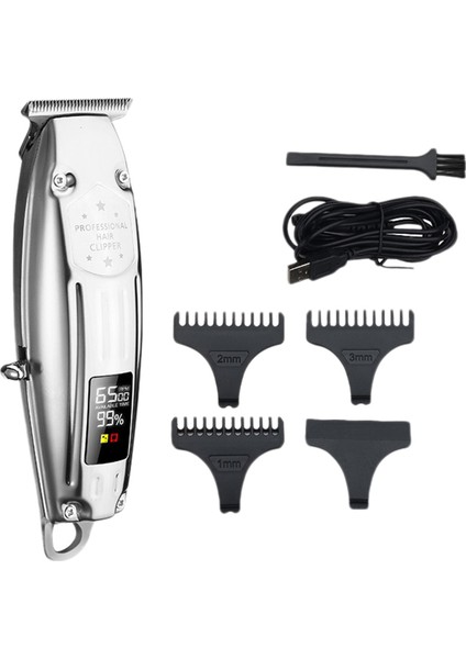 Berber Şarj Edilebilir Erkekler Için Saç Düzeltici Elektrikli Sakal Tıraş Makinesi Saç Kesme Makinesi Saç Kesme Makinesi Gümüş (Yurt Dışından)