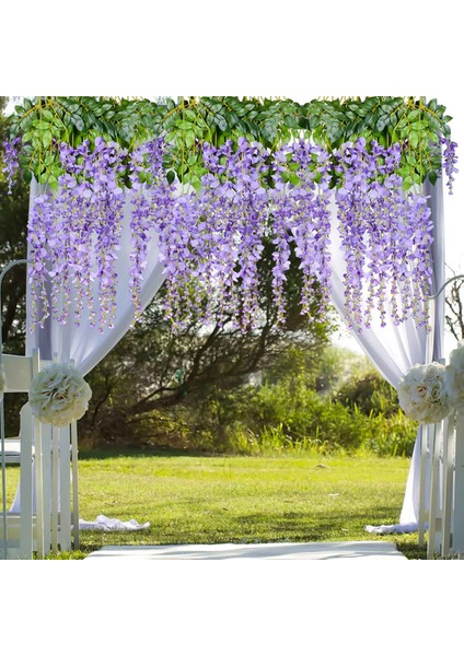 Декоративные ПОДАРКИ,16PCS Yapay Wisteria Asılı Çiçekler Çelenk Wisteria Yapay Çiçekler Düğün Süslemeleri Için Bahçe (Mor) (Yurt Dışından)