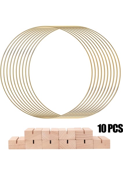 10 Adet 2 Inç Metal Çelenk Masa Orta Parçası, Metal Çelenk Yüzük, 10 Parçalı Ahşap Braket ile (Yurt Dışından) fırsatları