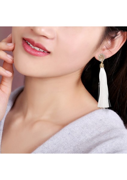 Kadınlar Uzun Küpe Asılı Bohem Küpe Etnik Beyaz (Yurt Dışından) modelleri