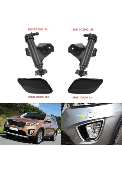 Far Yıkama Nozulu Far Temizleme Spreyi Pompası + Kapak Sorento Um 2015 -2018 ile Uyumlu 98671 C5000/98672 C5000 (Yurt Dışından) fiyatları