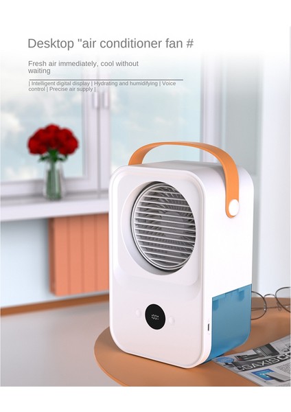 Taşınabilir Hava Soğutucu Fan USB Mini Klima Nemlendirici Dijital Ses Kontrolü Elektrikli Ofis Ev-A Için (Yurt Dışından)