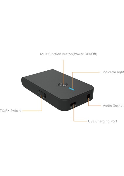 3'ü 1 Arada Kablosuz Bluetooth 5.0 Verici Şarj Edilebilir Alıcı Tv Bilgisayarı ile Uyumlu Araç Hoparlörleri 3,5 mm Aux Hi-Fi Müzik Ses (Yurt Dışından)