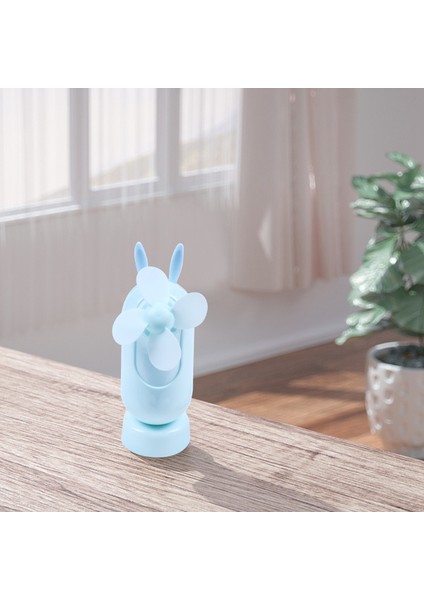 Mini Sevimli Kedi Kulak Fanı Şarj Edilebilir Küçük El Taşınabilir Açık Seyahat Mavi (Yurt Dışından)