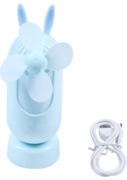 Mini Sevimli Kedi Kulak Fanı Şarj Edilebilir Küçük El Taşınabilir Açık Seyahat Mavi (Yurt Dışından)