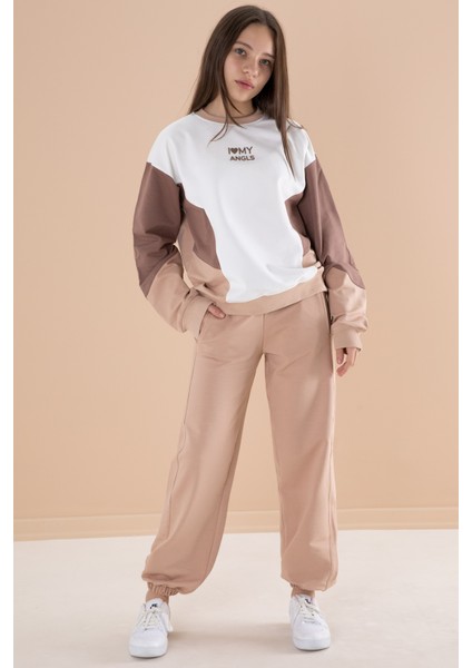 Krem Eşofman Takımı Kız Çocuklar İçin Yumuşak Pamuklu 2024 Sezonu modelleri