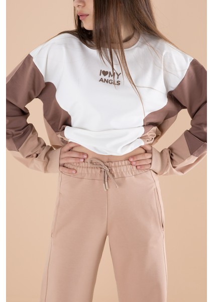 Krem Eşofman Takımı Kız Çocuklar İçin Yumuşak Pamuklu 2024 Sezonu fırsatları