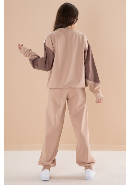 Krem Eşofman Takımı Kız Çocuklar İçin Yumuşak Pamuklu 2024 Sezonu indirimleri