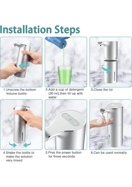 2x Sabunluk Otomatik - Fotoselli USB Şarj Edilebilir Elektrikli Köpük Sabunluk Ayarlanabilir Su Geçirmez 450 ml Beyaz (Yurt Dışından)