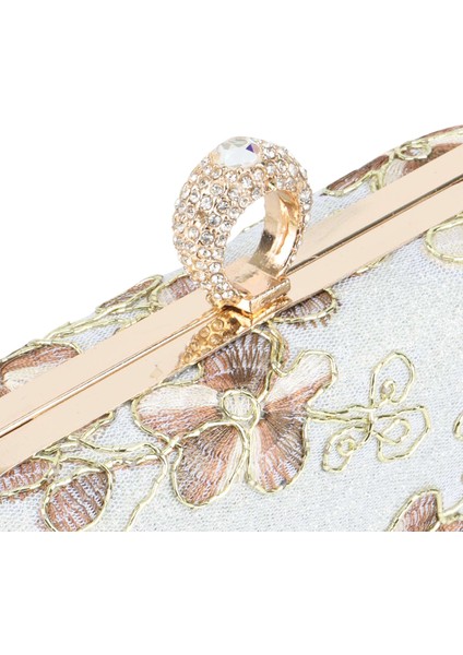 Vintage Kadın Çanta Rhinestones Çanta Nakış Parmak Yüzük Akşam Çanta Ziyafet Düğün Gelin Omuz Çantası Gümüş (Yurt Dışından) indirimleri