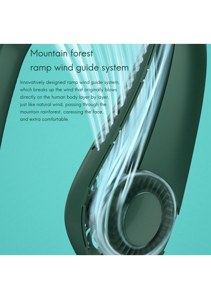 Taşınabilir Asılı Boyun Fanı USB Şarj Edilebilir Ayarlanabilir Hava Soğutucu Yaz Açık Seyahat Eller Serbest Bladeless Yeşil (Yurt Dışından)