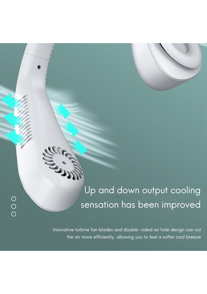 Taşınabilir Asılı Boyun Fanı USB Şarj Edilebilir Ayarlanabilir Hava Soğutucu Yaz Açık Seyahat Eller Serbest Bladeless Yeşil (Yurt Dışından) modelleri