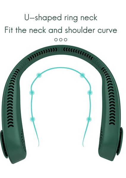 Taşınabilir Asılı Boyun Fanı USB Şarj Edilebilir Ayarlanabilir Hava Soğutucu Yaz Açık Seyahat Eller Serbest Bladeless Yeşil (Yurt Dışından) fırsatları