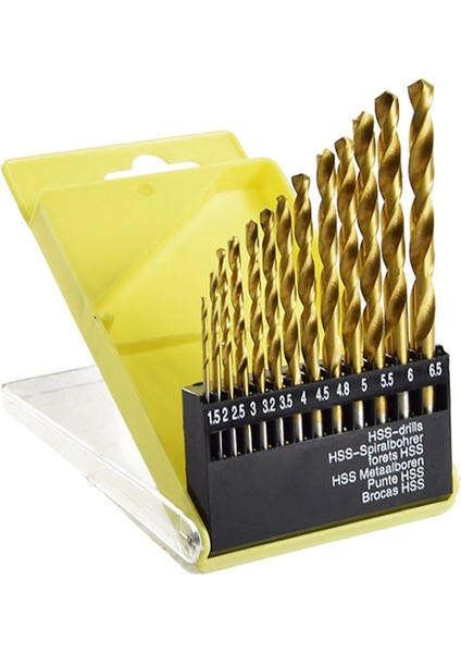 13 Adet 1.5-6.5mm Yuvarlak Şaft Büküm Matkap Ucu Seti Titanyum Kaplamalı Hss Bit Ağaç Işleme Metal Aletler (Yurt Dışından)