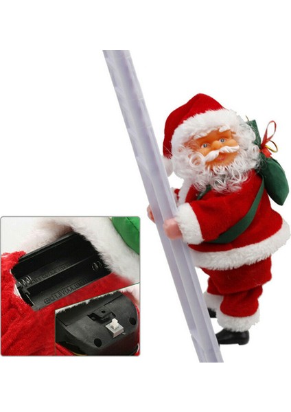 Декоративные Подарки,2x Animasyonlu Tırmanma Noel Baba Merdiveni Elektrikli Noel Baba Oyuncak Noel Ağacı Duvar Süsleri Dekorasyon Kapalı Açık (Yurt Dışından)