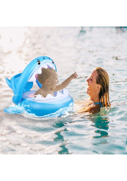 Bebek Yüzme Havuzu Şamandıra Halkası Çıkarılabilir Şişme Gölgelik ile Yürümeye Başlayan Floaties Bebek 6 36 Aylık Çocuklarla Uyumlu (Yurt Dışından)