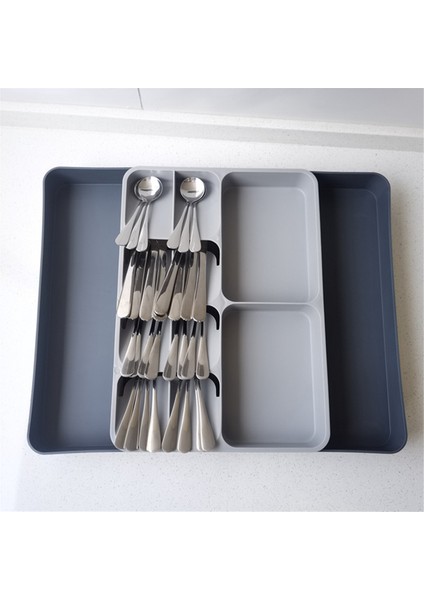 Gümüş Çatal Bıçak Takımı ve Aletler Için Mutfak Çekmecesi Organizatör Tepsisi, Genişletilebilir, Gri (Yurt Dışından) fiyatları