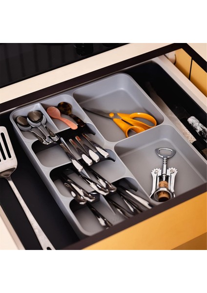 Gümüş Çatal Bıçak Takımı ve Aletler Için Mutfak Çekmecesi Organizatör Tepsisi, Genişletilebilir, Gri (Yurt Dışından) fırsatları