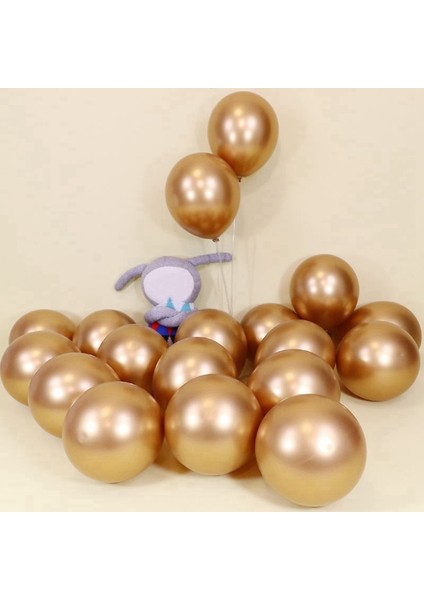 100 Adet 10 Inç Metalik Lateks Balonlar Kalın Krom Parlak Metal Inci Balon Globos Parti Dekoru Için - Altın (Yurt Dışından)