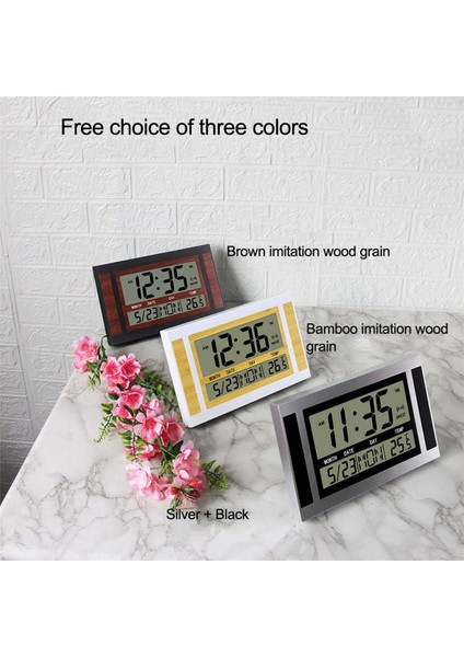 2x Dijital Duvar Saati LCD Büyük Sayı Zaman Sıcaklık Takvimi Alarm Masa Masa Saati Modern Tasarım Ofis Ev Gümüş (Yurt Dışından) fırsatları