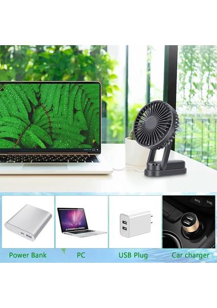 El Fanı, Taşınabilir Mini USB Fan 3 Hız Modu, Ev Ofis Dış Mekan Seyahati Için 180° Katlanabilir Saplı Sessiz Masaüstü (Yurt Dışından)