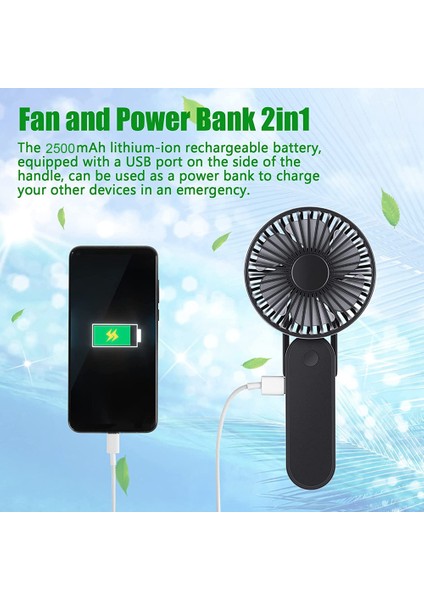 El Fanı, Taşınabilir Mini USB Fan 3 Hız Modu, Ev Ofis Dış Mekan Seyahati Için 180° Katlanabilir Saplı Sessiz Masaüstü (Yurt Dışından)