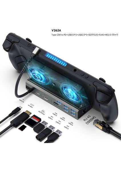 Ally Game Dock Konsol Hub ile Uyumlu 4K 60Hz USB C Bağlantı Istasyonu Gigabit Ethernet 1000MBPS Bağlantı Istasyonu Standı Tip C USB 3.0(B) (Yurt Dışından)