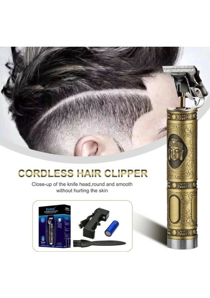 Kemei Anahat Clippers Giyotin T Bıçak Giyotin Akülü Şarj Edilebilir Kel Kafalı 0 Gapped Giyotin Saç Kesme Makinesi Erkekler Için Buda (Yurt Dışından)