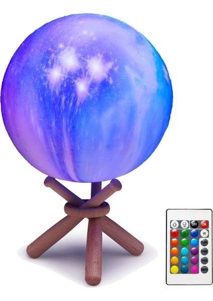 ay Lambası, Ay Işığı Galaxy Lamba Noel Doğum Günü Hediyeleri Için Hediyeler Standlı 16 Renk, Uzay Dekor Harika Şeyler 10 cm (Yurt Dışından)