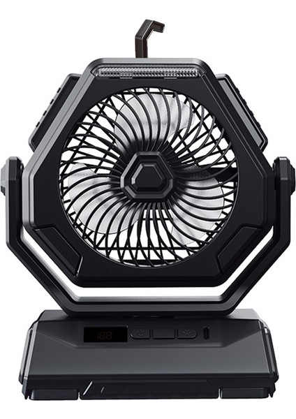 Kamp Fanı Şarj Edilebilir Dış Mekan Tavan Salınımlı Taşınabilir Klima Aydınlatma Siyah (Yurt Dışından)