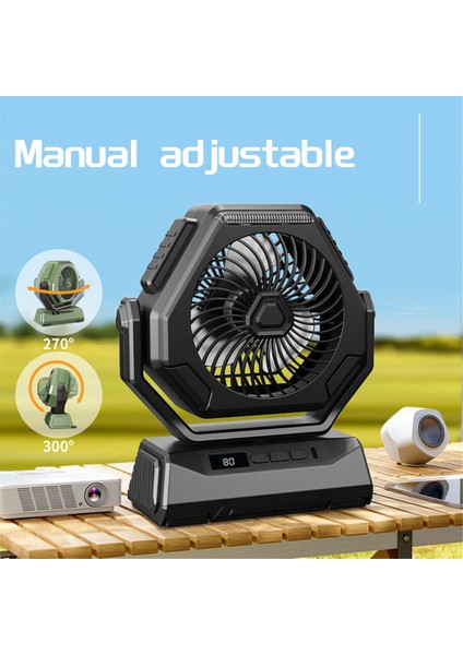 Kamp Fanı Şarj Edilebilir Dış Mekan Tavan Salınımlı Taşınabilir Klima Aydınlatma Siyah (Yurt Dışından) fiyatları