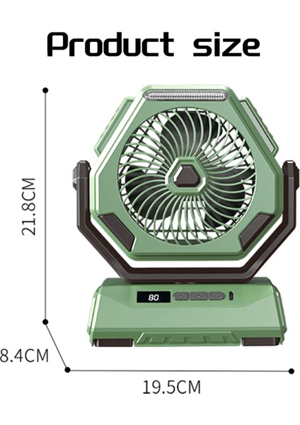 Kamp Fanı Şarj Edilebilir Dış Mekan Tavan Salınımlı Taşınabilir Klima Aydınlatma Siyah (Yurt Dışından) indirimleri