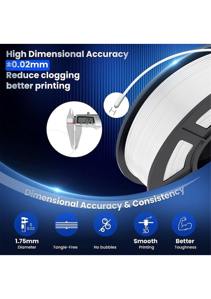 3D Yazıcı Filament Pla +, 3D Baskı 1.75MM Pla Plus, Çoğu 3D Yazıcı Beyazı Için Yükseltilmiş Düzgün Yaralanmış 1kg Makara (Yurt Dışından)