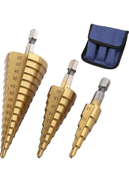 Hss Adım Matkap Ucu Seti 3, 4-12MM 4-20MM 4-32MM Koni Titanyum Ahşap Metal Delik Kesici Hex Shank Tahrik Hızlı Değişim Aracı (Yurt Dışından)